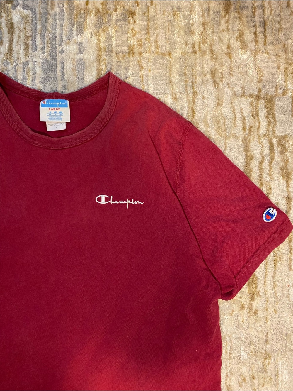 Champion Men’s Burgundy Short Sleeve Logo Tee